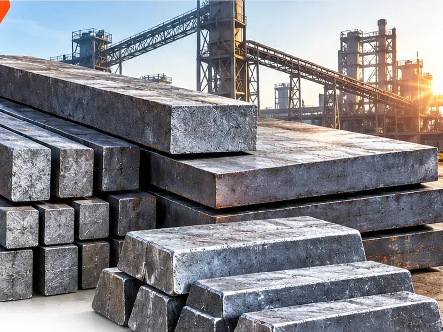Semi Finished Steel – ZEDEXMART – steel billets, slabs and ingots stacked at a steel plant
