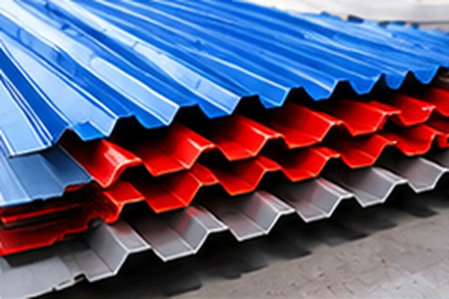 Colour Coated Roofing Sheets Colour Coated Roofing Sheets – Flat Steel Products – blue and red profiled colour coated roofing sheets