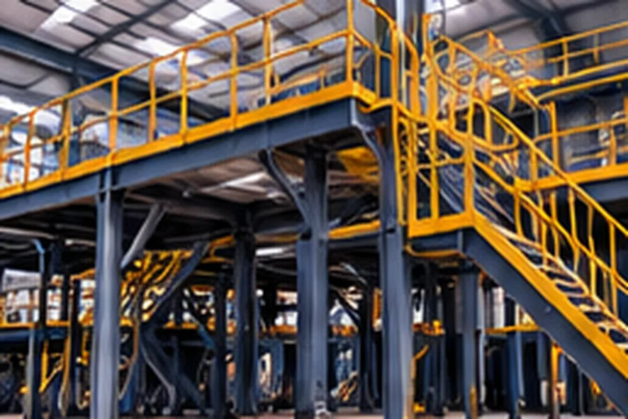 Platforms & Staircases – Fabrication | ZEDEXMART – industrial steel platforms with yellow handrails and staircases