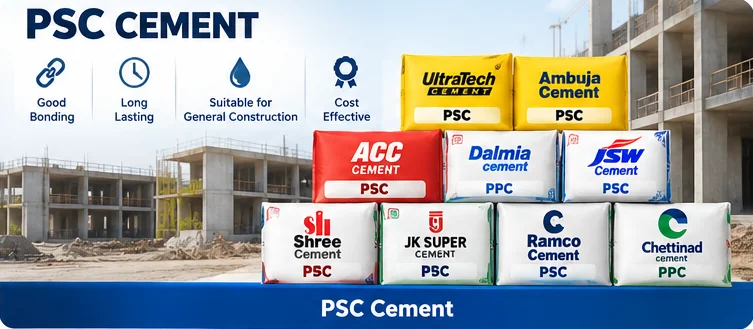 PSC Cement – Cement | ZEDEXMART – PSC cement bags of UltraTech, Ambuja, ACC, Dalmia, JSW, Shree, JK Super, Ramco and Chettinad at a construction site