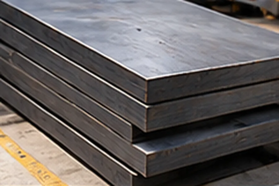 Steel Plates Steel Plates – Flat Steel Products – stack of thick hot rolled steel plates